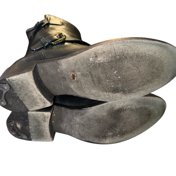 Tory Burch Bennie Wmn’s 8 Moto Black Leather Buckled Ankle Biker Riding Boots - Picture 7 of 9